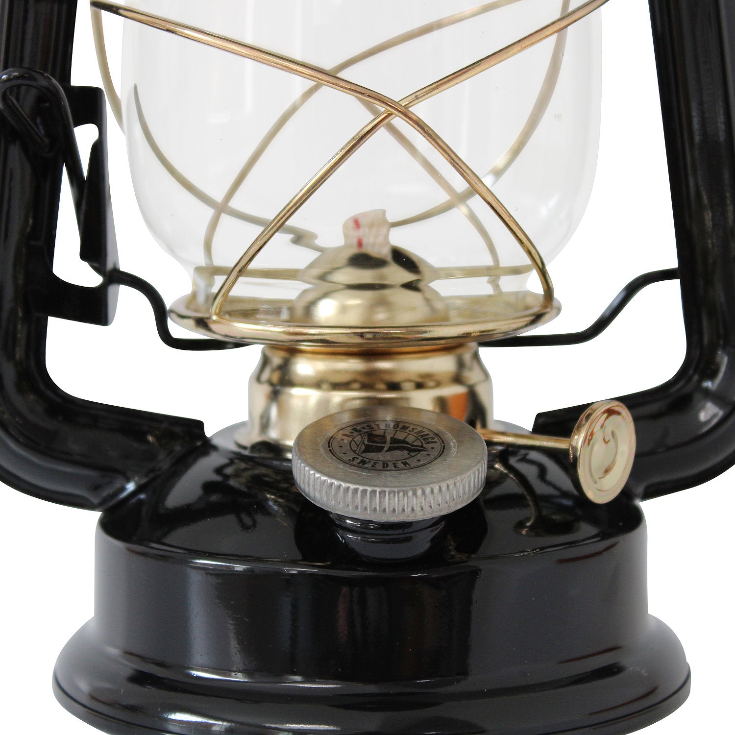 Petroleumlampe HEINZE schwarz, Messingelemente, Höhe 24 cm, Sturmlaterne, Leuchtdauer 20 Stunden (Kopie)