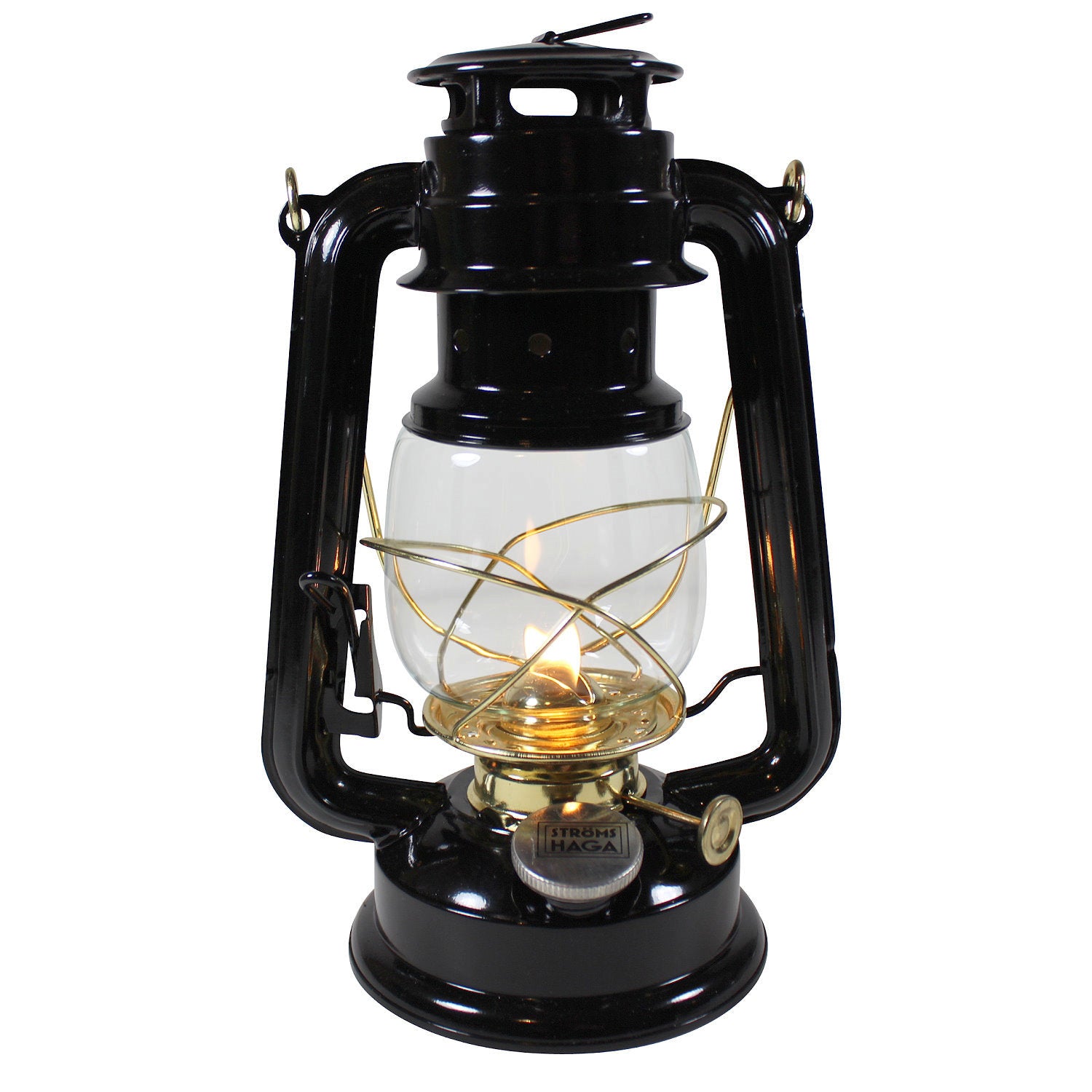Petroleumlampe HEINZE schwarz, Messingelemente, Höhe 24 cm, Sturmlaterne, Leuchtdauer 20 Stunden (Kopie)